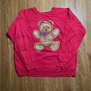 Vintage hanes crewneck sweatshirt, Red teddy Bear Large